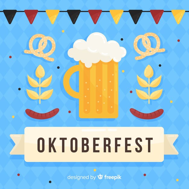 Composición clásica de oktoberfest con diseño plano