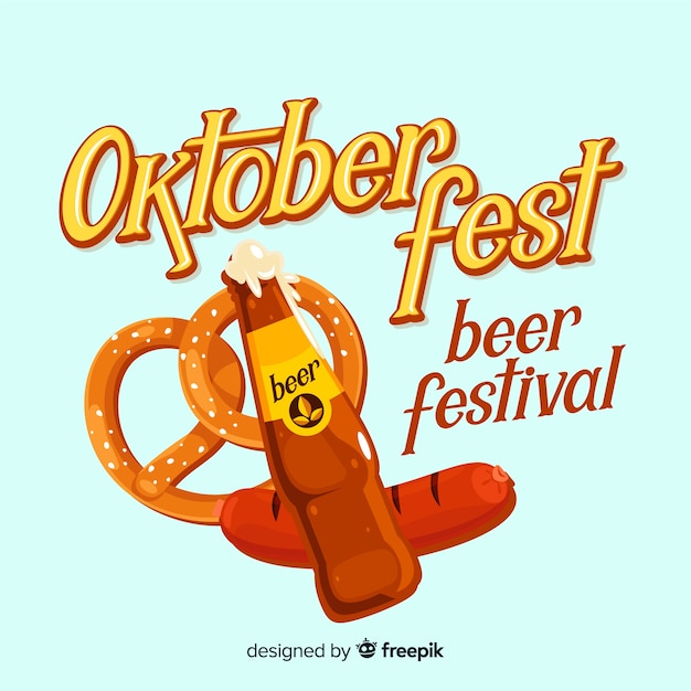 Vector gratuito composición clásica de oktoberfest con diseño plano