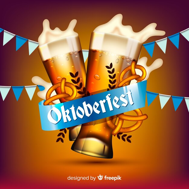 Composición clásica de oktoberfest con diseño realista