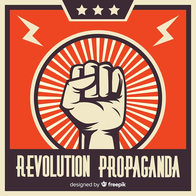Composición clásica de revolución con puño en alto