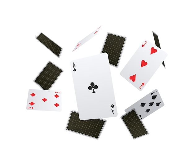 Composición del club de póquer con cartas que caen delante y detrás