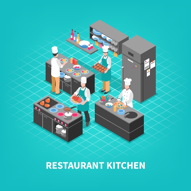 Composición de la cocina del patio de comidas