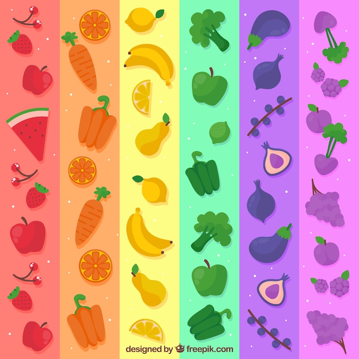 Vector gratuito composición colorida con alimentos saludables