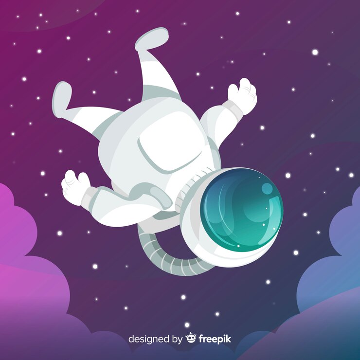Vector gratuito composición colorida de astronauta con diseño plano