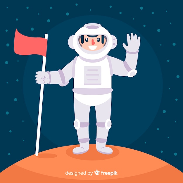 Vector gratuito composición colorida de astronauta con diseño plano