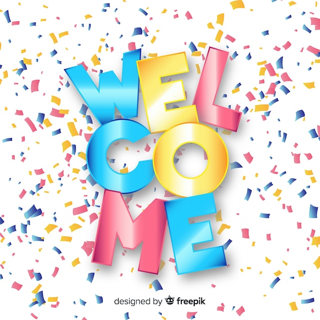 Composición colorida de bienvenida con estilo de origami