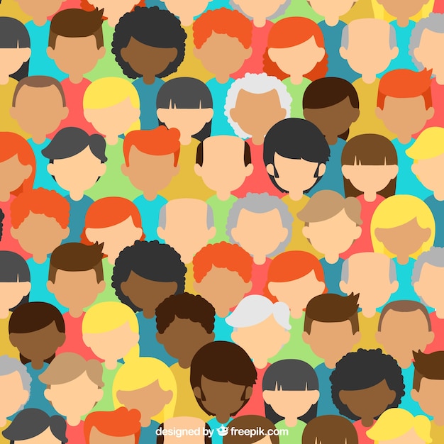 Composición colorida con cabezas de gente
