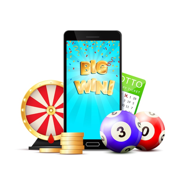 Composición colorida del casino de lotería en línea