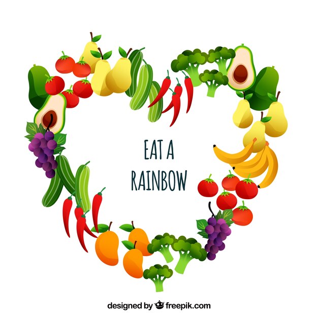 Composición colorida con comida sana
