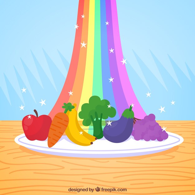 Composición colorida con comida sana