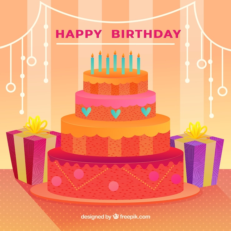 Vector gratuito composición colorida de cumpleaños con estilo adorable