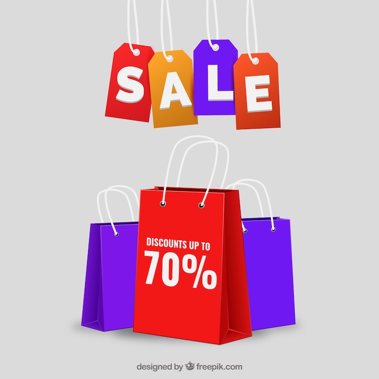 Vector gratuito composición colorida con elementos de rebajas