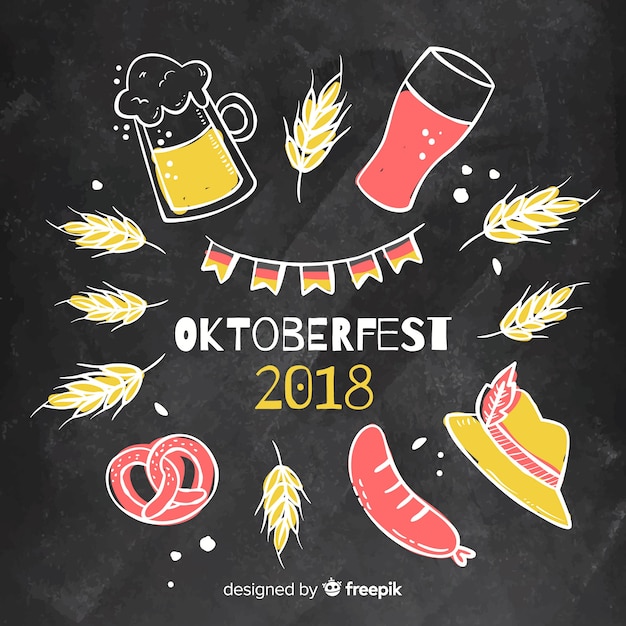 Vector gratuito composición colorida de oktoberfest con estilo de pizarra