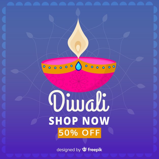 Composición colorida de rebajas de diwali con diseño plano