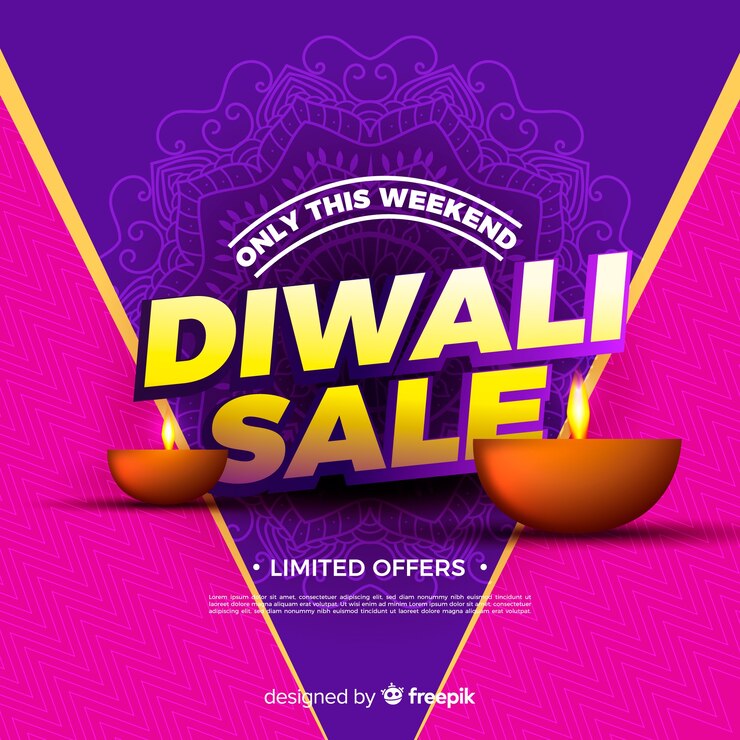 Vector gratuito composición colorida de rebajas de diwali con diseño realista
