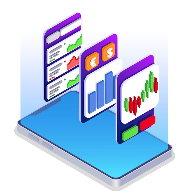 Vector gratuito composición comercial del mercado financiero de la bolsa de valores isométrica