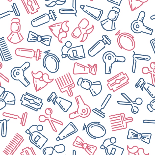 Composición del conjunto de iconos para la peluquería.