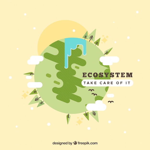 Composición de conservación de ecosistema con diseño plano