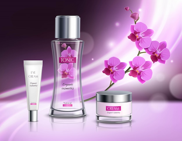 Vector gratuito composición cosmética de productos cosméticos.
