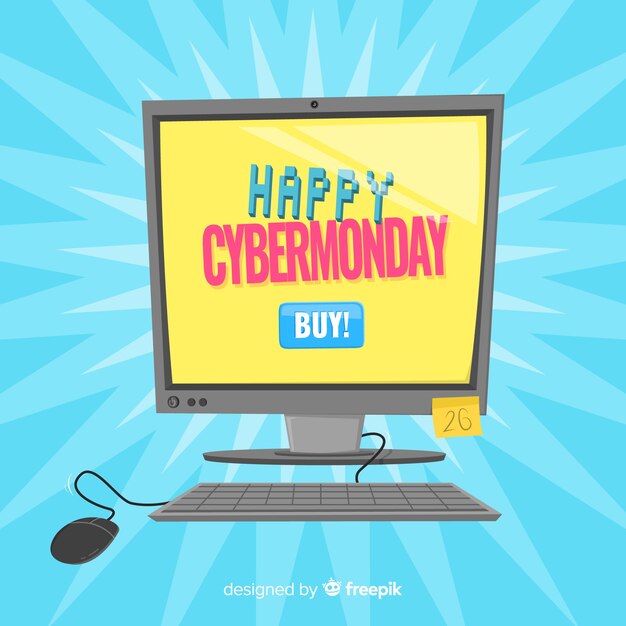 Composición de cyber monday dibujada a mano