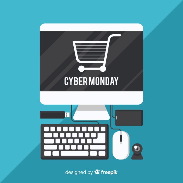 Composición de cyber monday con diseño plano