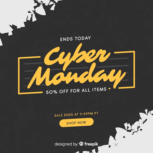 Vector gratuito composición de cyber monday con diseño plano