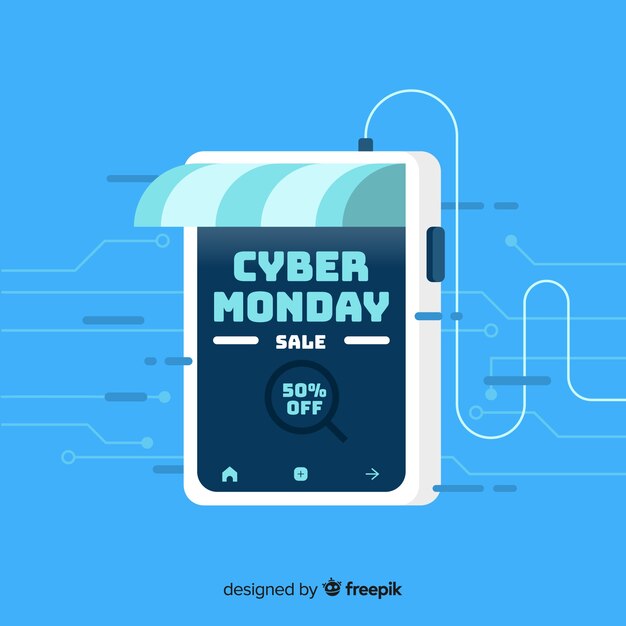Composición de cyber monday con diseño plano