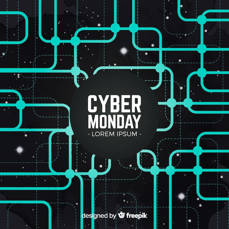 Vector gratuito composición de cyber monday con diseño plano