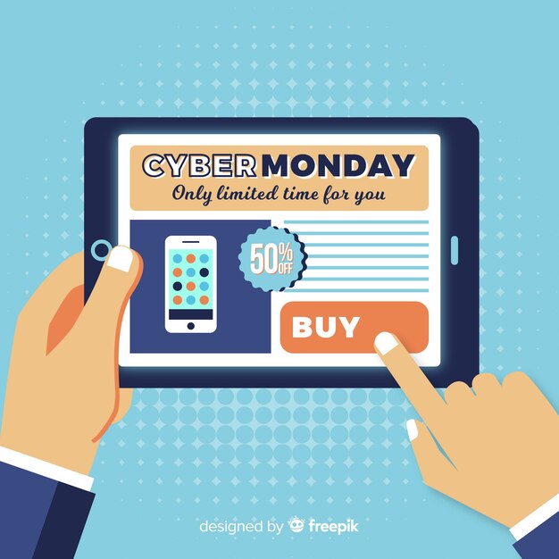 Composición de cyber monday con diseño plano