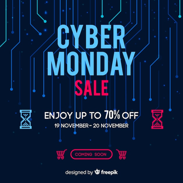 Composición de cyber monday con diseño plano