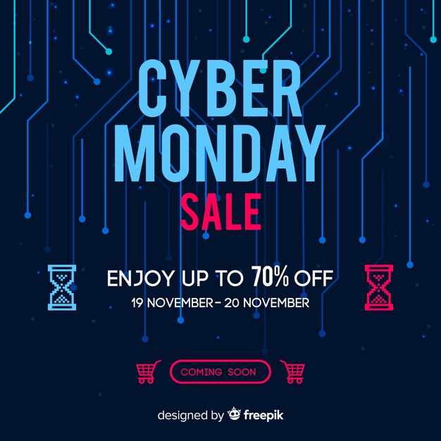 Composición de cyber monday con diseño plano
