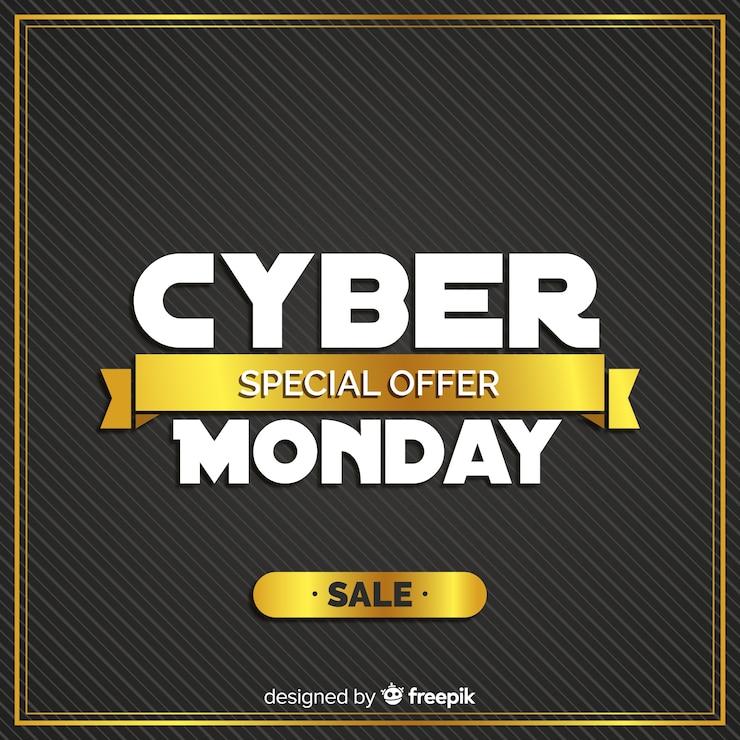 Vector gratuito composición de cyber monday con estilo dorado