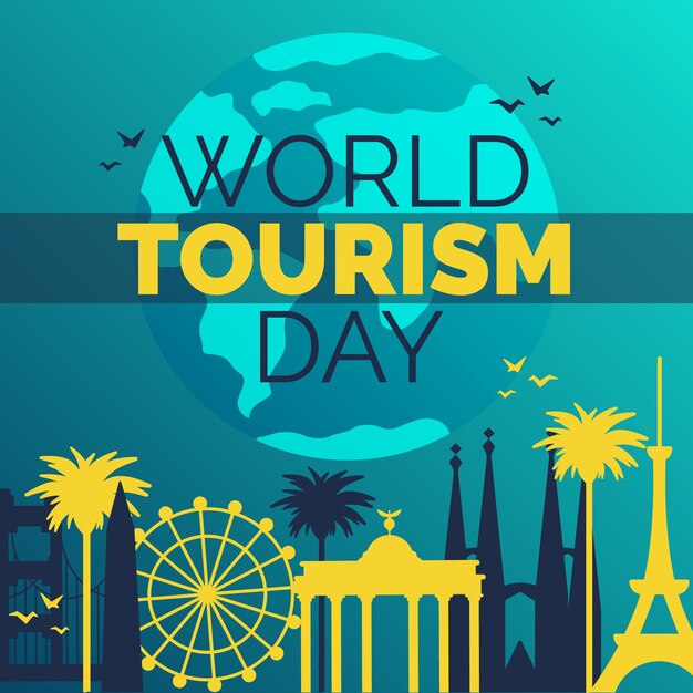 Composición día mundial del turismo en diseño plano