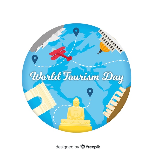 Composición día mundial del turismo en diseño plano