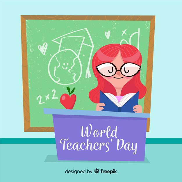 Composición del día del profesor con diseño plano