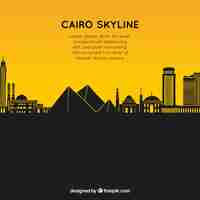 Vector gratuito composición dibujada a mano con skyline de el cairo