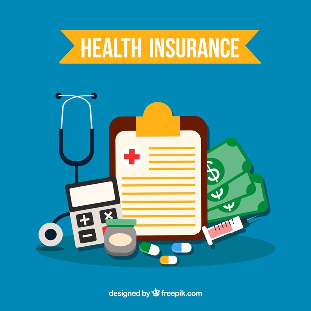 Composición con diseño plano de objetos del seguro de salud