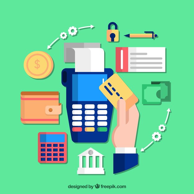 Composición divertida de pago con tarjeta