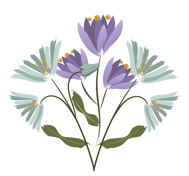 Vector gratuito composición de dos especies de flores. crocus y agapanthus