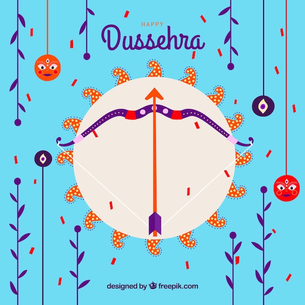 Vector gratuito composición de dussehra con diseño plano