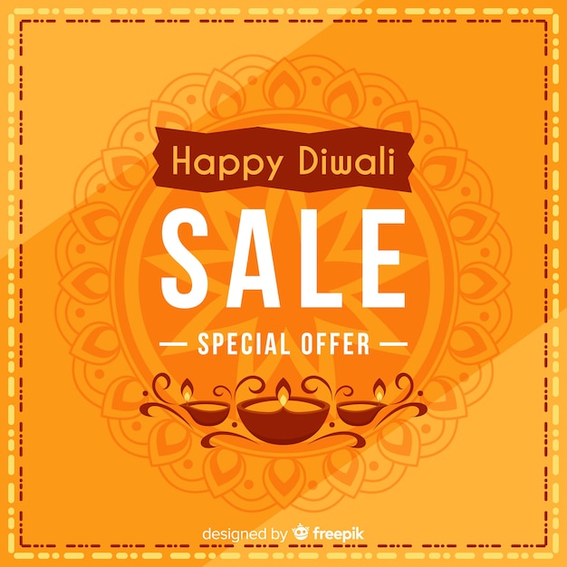 Vector gratuito composición elegante de diwali con diseño plano