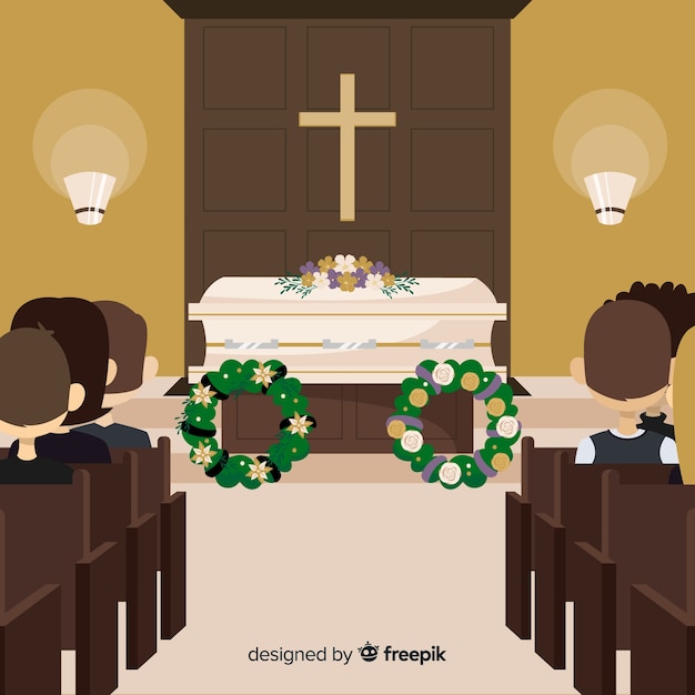 Composición elegante de funeral con diseño plano