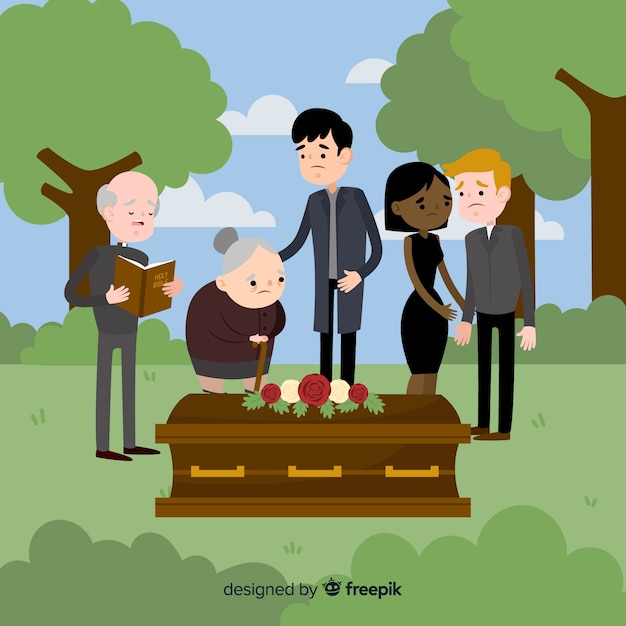 Vector gratuito composición elegante de funeral con diseño plano