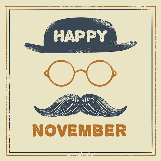 Vector gratuito composición elegante de movember con estilo vintage