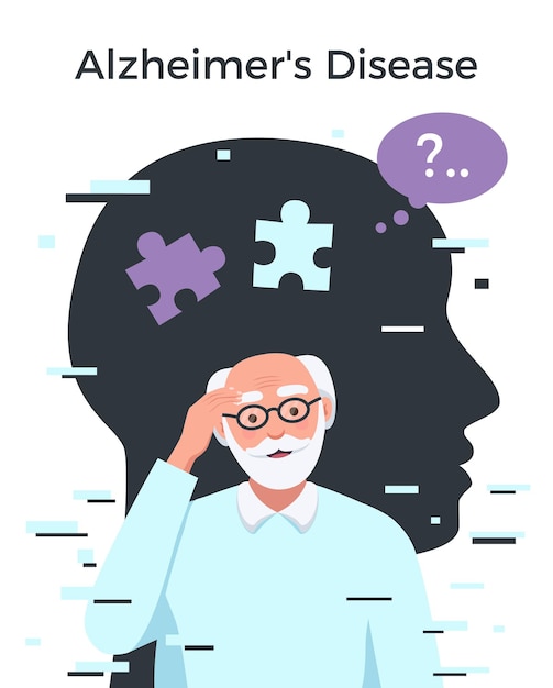 Vector gratuito composición de la enfermedad de alzheimer con hombre mayor