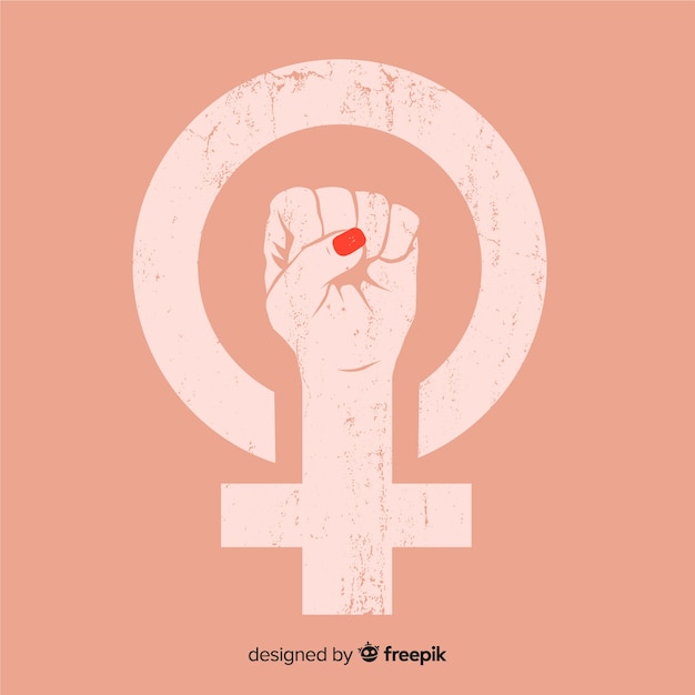 Vector gratuito composición feminista con puño de estilo grunge