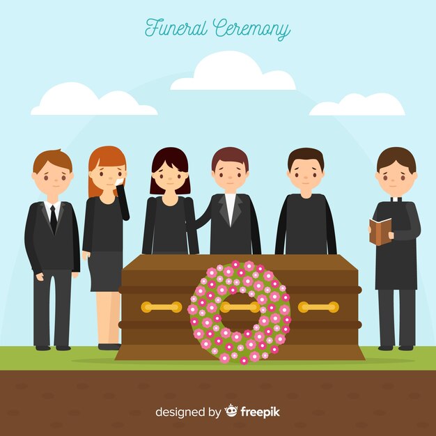 Composición de funeral con diseño plano