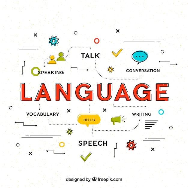 Composición de idiomas con diseño plano