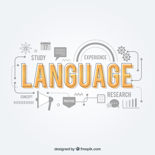 Composición de idiomas con diseño plano
