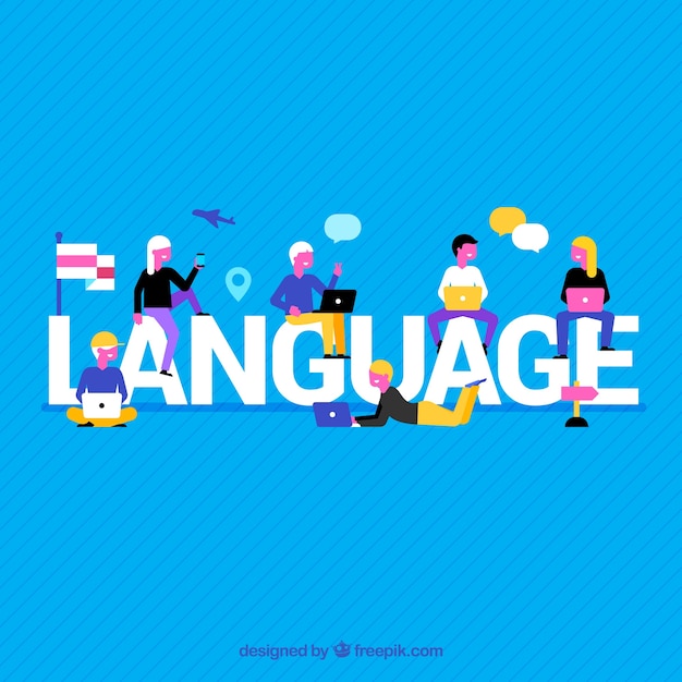 Composición de idiomas con diseño plano